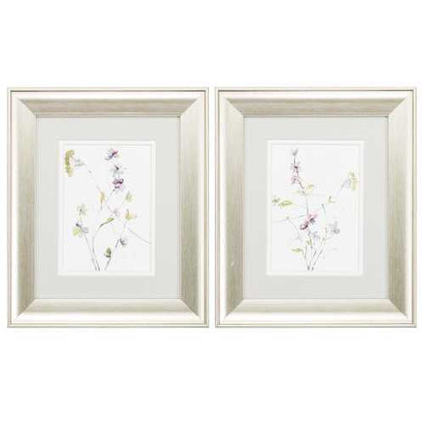 11" X 13" Brushed Silver Frame Branches & Blossoms (Set of 2)