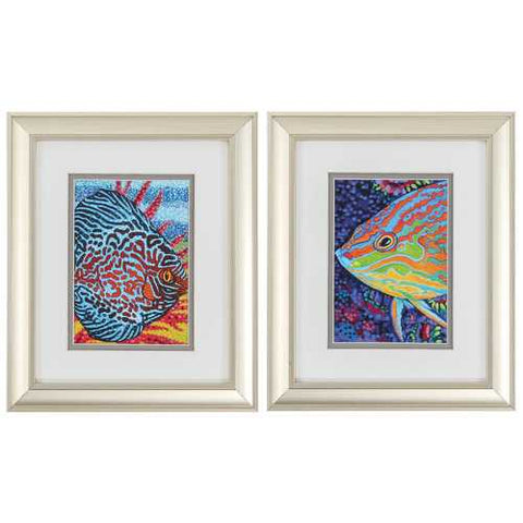 10" X 12" Champagne Gold Color Frame  Tropical Fish (Set of 2)