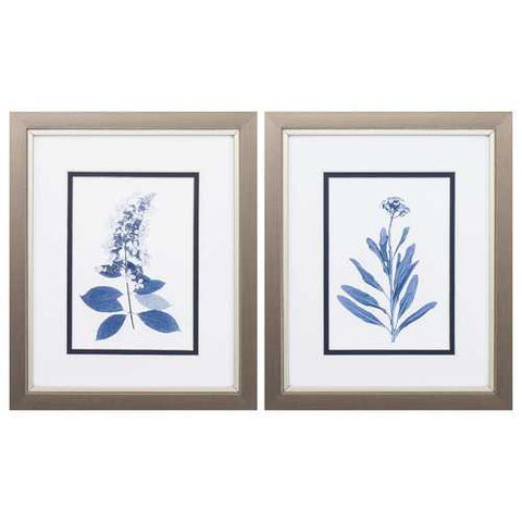 9" X 11" Metallic Bronze Frame Indigo Press Florals (Set of 2)