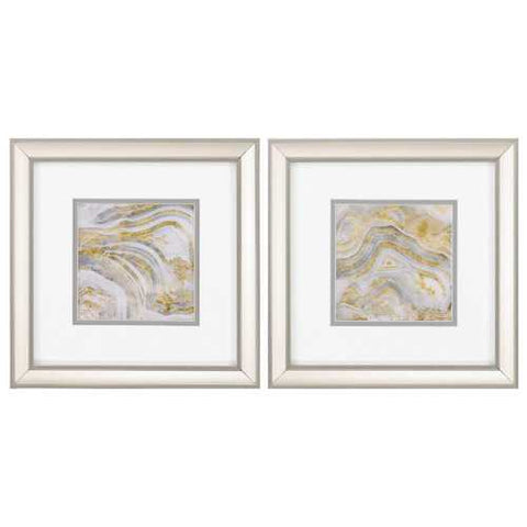 12" X 12" Champagne Gold Color Frame  Agate Allure (Set of 2)