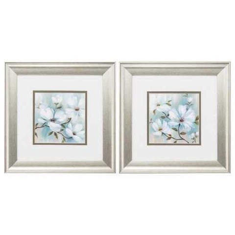13" X 13" Brushed Silver Frame Spring Blush (Set of 2)