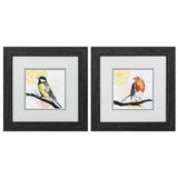 12" X 12" Distressed Black Frame Mandala Bird (Set of 2)