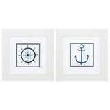 13" X 13" White Frame Sailing Set of 2