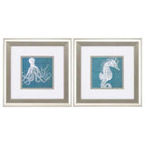 13" X 13" Brushed Silver Frame Coastal Menagerie (Set of 2)