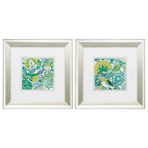 13" X 13" Brushed Silver Frame Lovebirds (Set of 2)