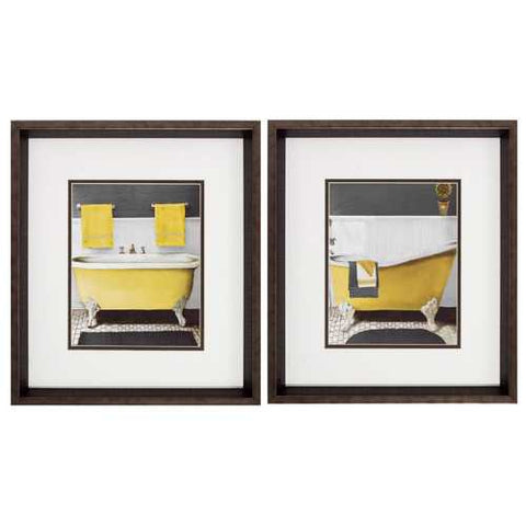 15" X 17" Brushed Silver Frame Citron Bath (Set of 2)