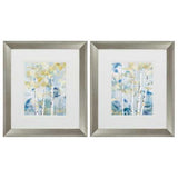 16" X 18" Brushed Silver Frame Gilded Forest Detail (Set of 2)
