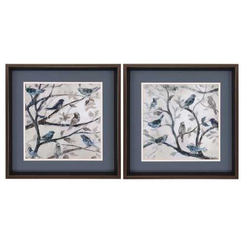 18" X 18" Brushed Silver Frame Morning Song (Set of 2)