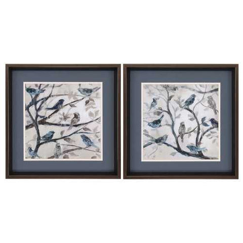 18" X 18" Brushed Silver Frame Morning Song (Set of 2)