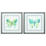 18" X 18" Brushed Silver Frame Butterfly Sketch (Set of 2)