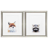 19" X 22" Brushed Silver Frame Fox Racoon (Set of 2)