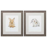 19" X 22" Distressed Wood Toned Frame Fluffy Friends (Set of 2)