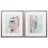 17" X 20" Metallic Bronze Frame Beige Woodpecker Set of 2