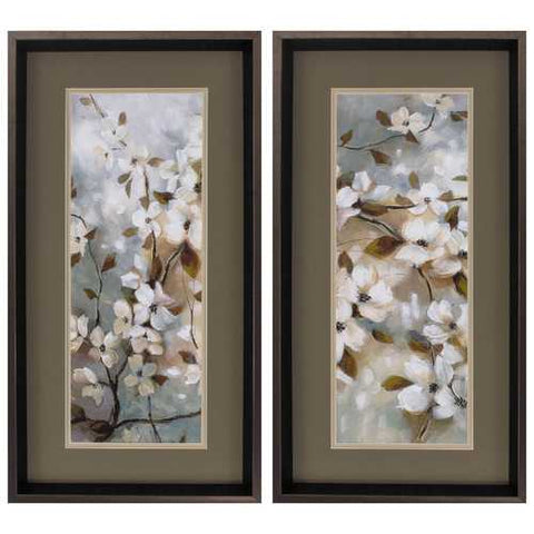 14" X 26" Brushed Silver Frame Blossoms Of Spring (Set of 2)