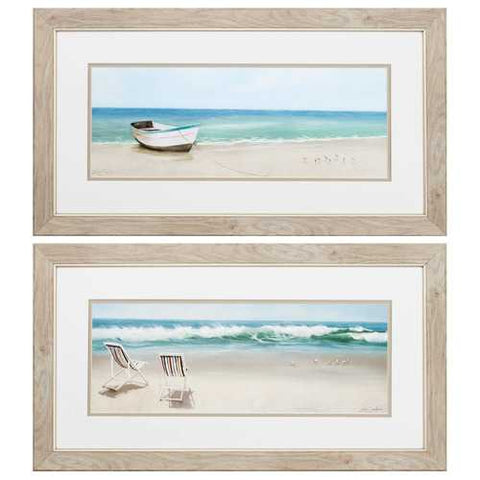 27" X 15" White Frame Tides View (Set of 2)