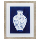 28" X 34" Champagne Gold Color Frame  Indigo Porcelain Vase II