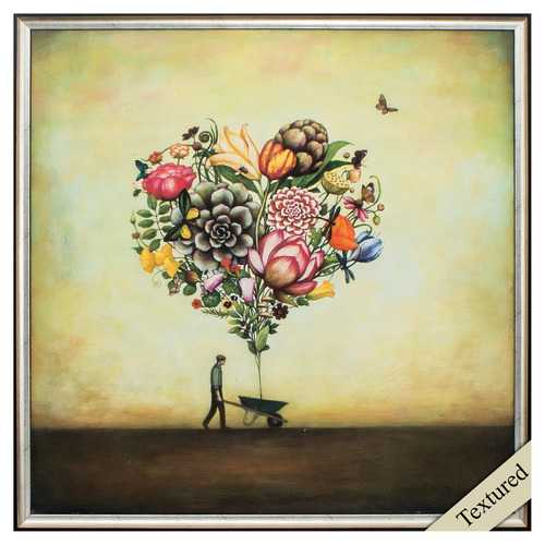 25" X 25" Silver Frame Big Heart Botany