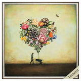 25" X 25" Silver Frame Big Heart Botany