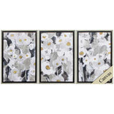 15" X 22" Silver Frame Velvety Florals (Set of 3)