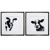 28" X 28" Dark Wood Toned Frame Cow Contour (Set of 2)