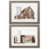 25" X 19" Distressed Wood Toned Frame Barn Silo (Set of 2)