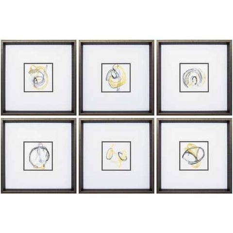 16" X 16" Brushed Silver Frame String Orbit Set of 6