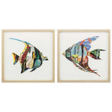 18" X 18" Paper Collage Fish (Set of 2)