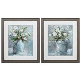 24" X 28" Distressed Wood Toned Frame Country Bouquet (Set of 2)