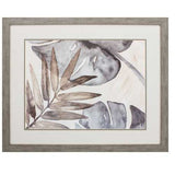 33" X 27" Woodtoned Frame Neutral Island Leaves II