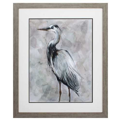 27" X 33" Woodtoned Frame Crane At Dusk II