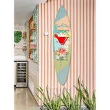 18" x 1" x 76" Wood, Blue, Cocktail Surfboard Wall Art