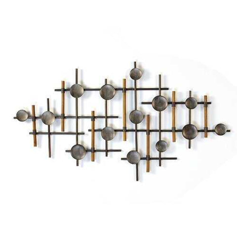 Brushed Metal & Wood Wall Sculpture
