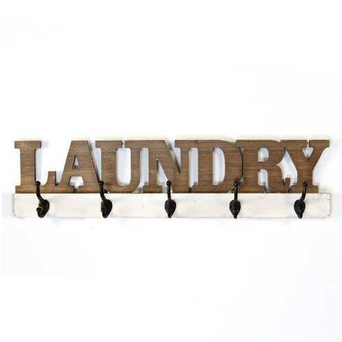 Distressed Wood "Laundry" Wall Hooks