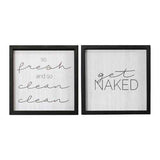 Set of 2 Get Naked  Black Wood Framed Wall Art