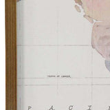Watercolor World Map Wood Framed Wall Art