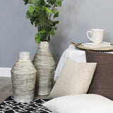 16" Boho Vibe Earth Tone Metal Decorative Table Vase