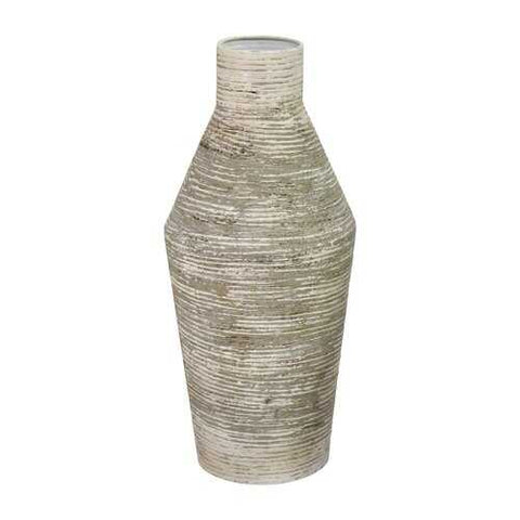 16" Boho Vibe Earth Tone Metal Decorative Table Vase