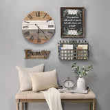 21" Round Distressed Wood-Grain Whitewash / Wall Clock