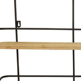 S 2 Farmhouse Wood Shelves with Black Metal Frame