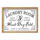 Vintage Style Laundry Room Glass and Wood Framed Wall Art