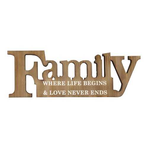 "Family Where Life Begins" Natural Wooden Wall Decor