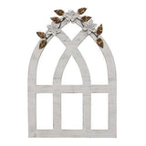 Distressed White Arch w/ Metal Flowers Wall Decor