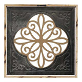 Distressed Blue Enamel Metal and Wood Framed Wall Art