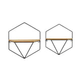 S 2 Black Modern Wood Shelf