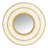 31.5" Boho Casual Woven Wicker Wall Mirror