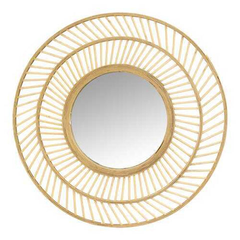 31.5" Boho Casual Woven Wicker Wall Mirror