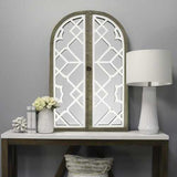 Gate Wood and White Door Mirror with Latch