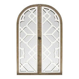 Gate Wood and White Door Mirror with Latch