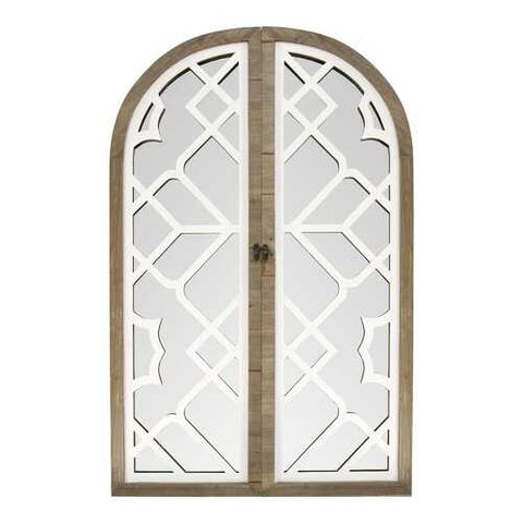Gate Wood and White Door Mirror with Latch