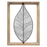 Distressed Outdoor Metal Leaf and Wood Frame Wall Art